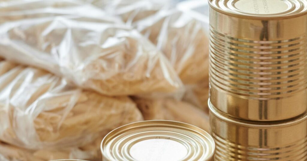 canned food and bread