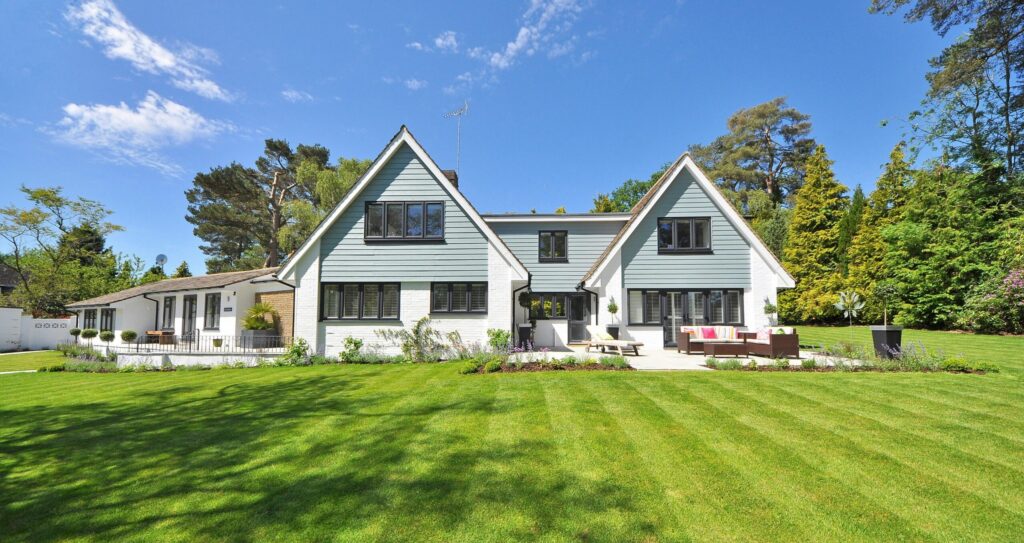 home with well maintained yard in spring