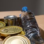 canned food and bottled water