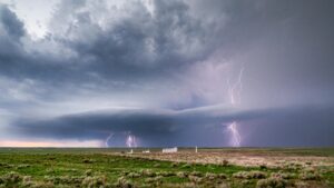 lightning over countryside